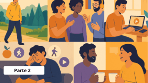 El texto presenta cinco recomendaciones prácticas para ayudar a una persona a salir de la inercia improductiva y optimizar el uso de su tiempo. Las sugerencias incluyen actividades tanto al aire libre como digitales: salir a caminar por entornos naturales o urbanos para estimularse, asistir a ferias o eventos para hacer contactos, crear un sitio web o blog para compartir conocimientos, diseñar y vender cursos en línea sobre temas que domine, y capacitarse en áreas con alta demanda utilizando fuentes confiables