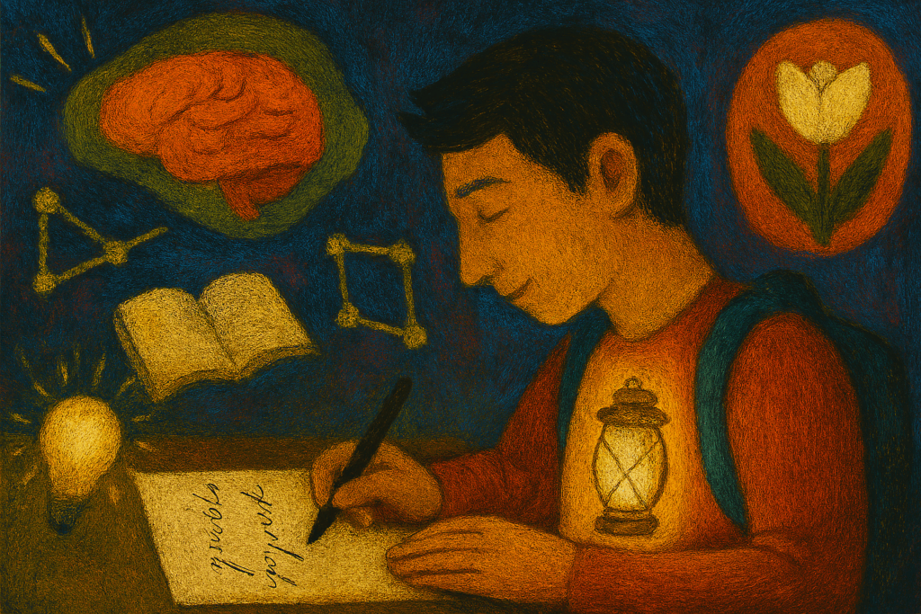 En esta carta íntima, el autor se dirige a su yo del pasado para ofrecerle consejos que también sirven como inspiración para cualquier lector joven. Habla sobre la importancia de profundizar en lo que apasiona, confiar en la intuición, no compararse con los demás, leer mucho, crear sin miedo y rodearse de personas que inspiren. Con un tono cercano y reflexivo, recuerda que ser “raro” es una virtud y anima a atreverse a vivir con curiosidad y autenticidad desde la juventud.