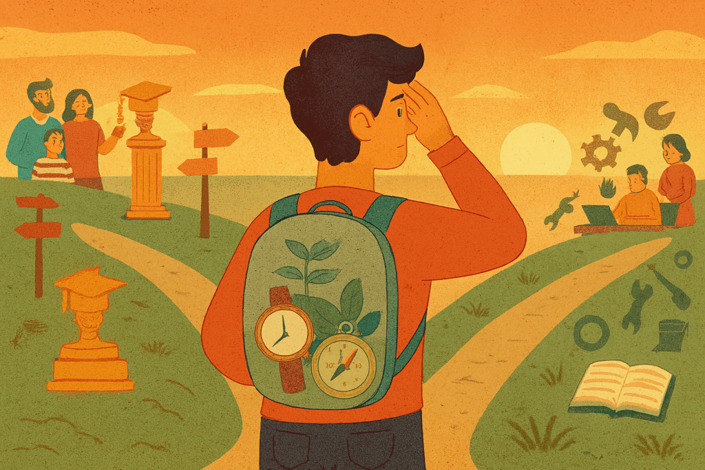 Consejos realistas para elegir carrera después del colegio. Aprende a manejar la presión familiar, identificar la envidia y tomar una decisión alineada a la demanda laboral. Elige con inteligencia, no solo por prestigio. Capitulo 1.