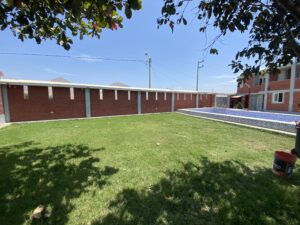 El autor explica cómo sembrar césped en suelos duros y compactos usando yeso agrícola (NATCAL). Basándose en su experiencia personal, describe cómo identificar terrenos problemáticos, los beneficios del yeso agrícola para romper la compactación del suelo, y proporciona instrucciones detalladas de aplicación con horarios, herramientas y dosis recomendadas.