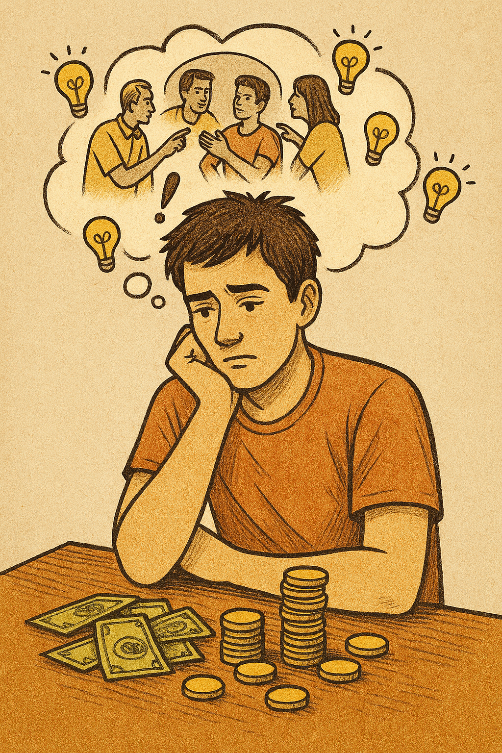 El autor narra su experiencia al recibir su primera beca de estudios, cuando creyó que ganaba mucho dinero pero terminó ahorrando apenas $1,188 en tres años.