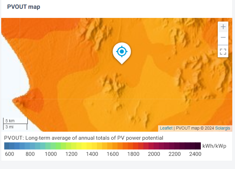 Mapa de Producción Fotovoltaica (PVOUT)