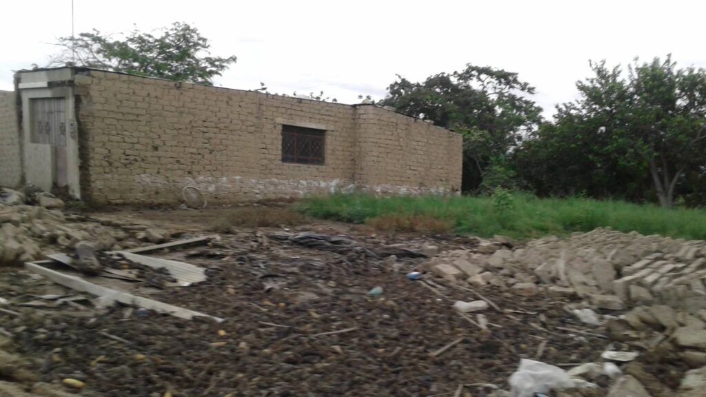 Vivienda de adobe derrumbada por inundación durante El Niño, 2017.
*18 de marzo de 2017 - Centro Poblado La Quinta, Mocán, Distrito de Casa Grande, La Libertad, Perú.*
